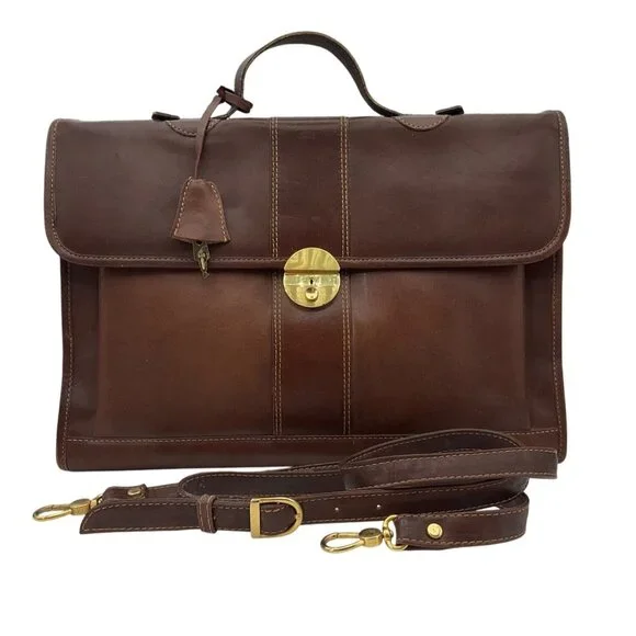 VTG Sudhaus 80's Leather Briefcase Key Detachable Strap Minimalist Old Money - Picture 4 of 17